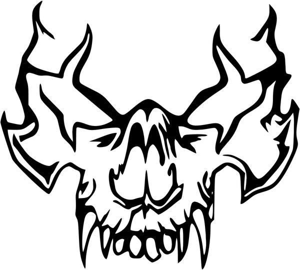 Vampire Skull Logo - Tribal Vampire Skull Vinyl Sticker Style 5