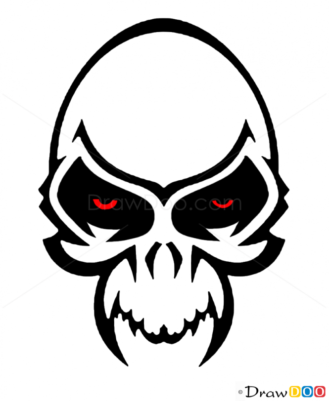 Vampire Skull Logo - How to Draw Vampire Skull, Tattoo Skulls