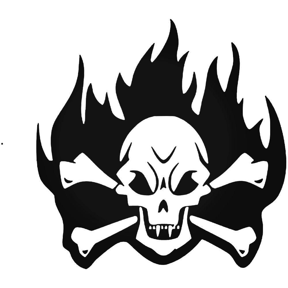 Vampire Skull Logo - Skulls s Flaming Vampire Skull Decal