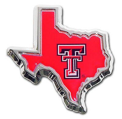 Red Shape Logo - TEXAS TECH RED raiders tx state shape logo chrome auto emblem usa