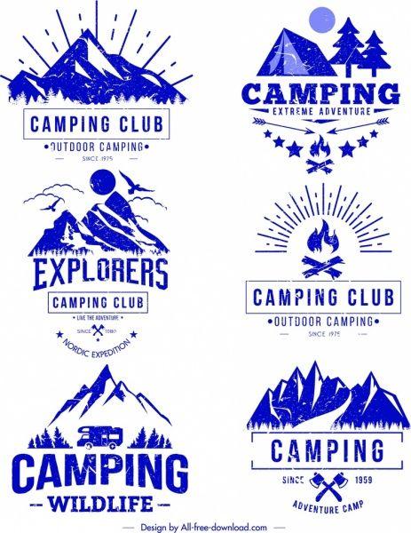 Retro Blue Logo - Camping logo templates blue retro sketch Free vector in Adobe