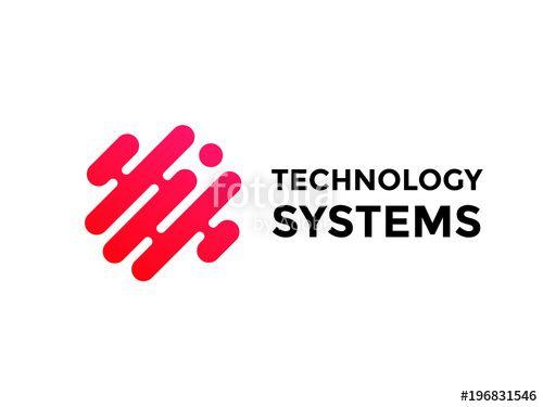 Red Shape Logo - Technology logo simple tech design. Vector creative abstract circle