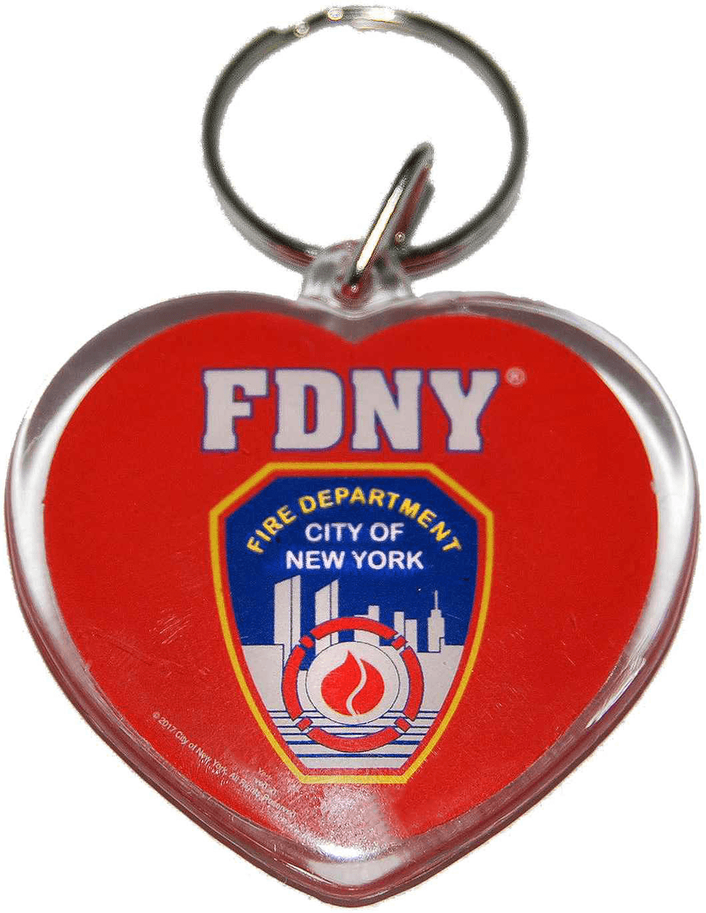 Red Shape Logo - FDNY Red Lucite Heart Shape Logo/ Shield Key Ring