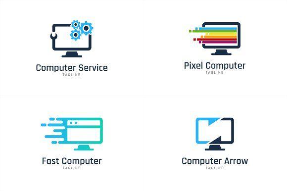 PC Computer Logo - Computer PC Logo Bundle Logo Templates Creative Market