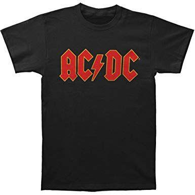 Very Small AC DC Logo - AC/DC Logo Men's Black T-Shirt: Amazon.co.uk: Clothing