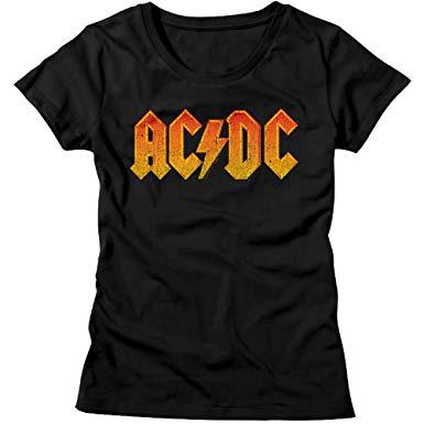 Very Small AC DC Logo - Amazon.com: A&E Designs AC/DC Juniors Orange Band Logo Shirt: Clothing