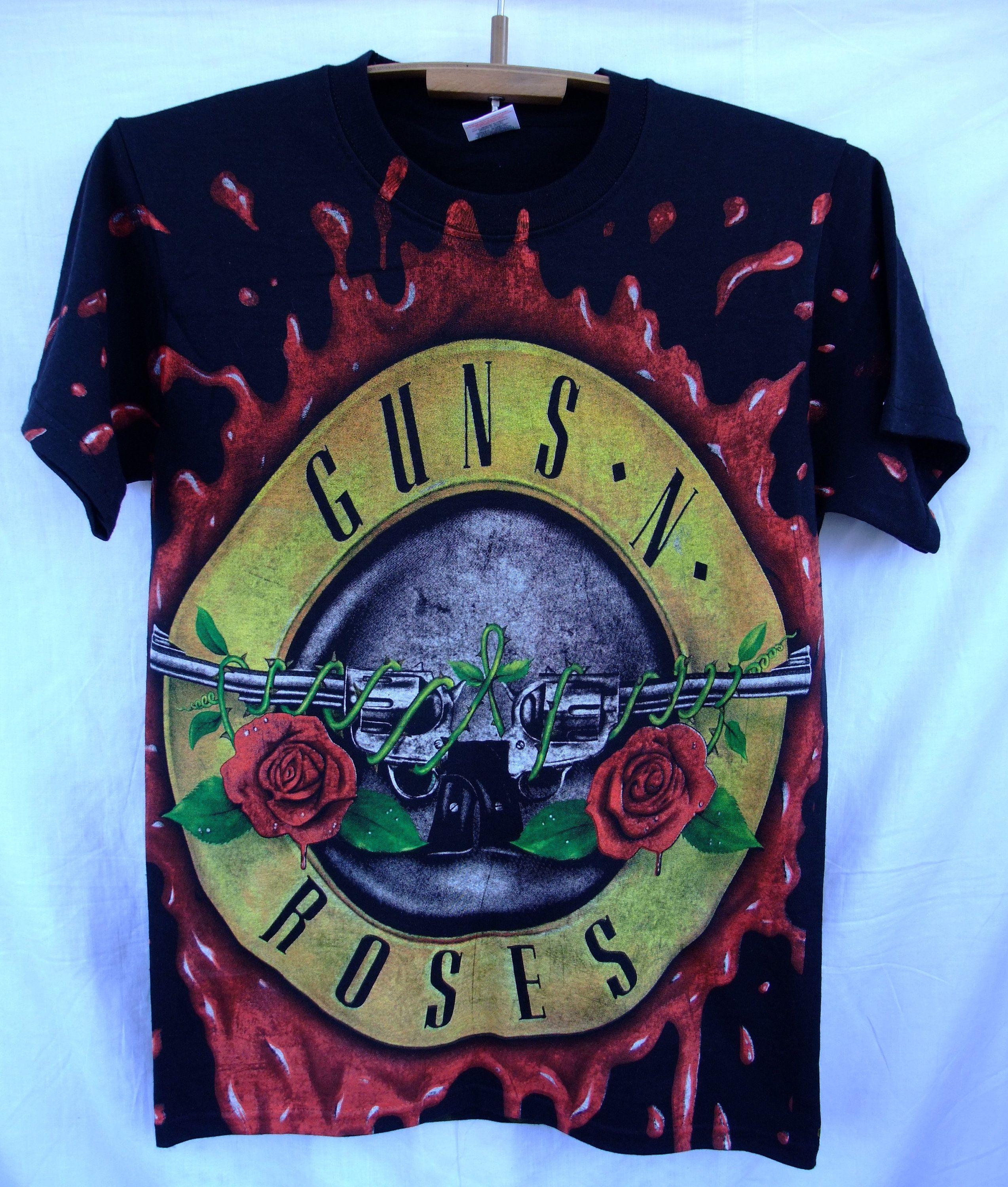 Very Small AC DC Logo - Guns N Roses GnR logo T Shirt all over the print Small men's unisex ...