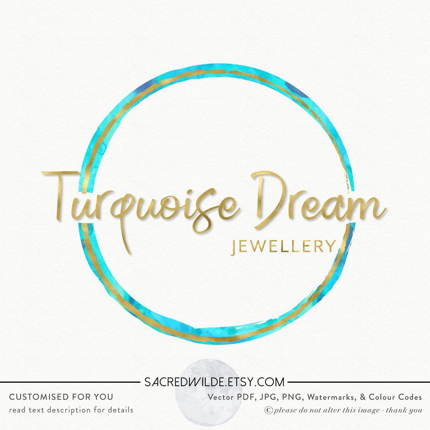 Turquoise and Gold Logo - Turquoise Circle Logo Turquoise Logo Turquoise and Gold | Etsy