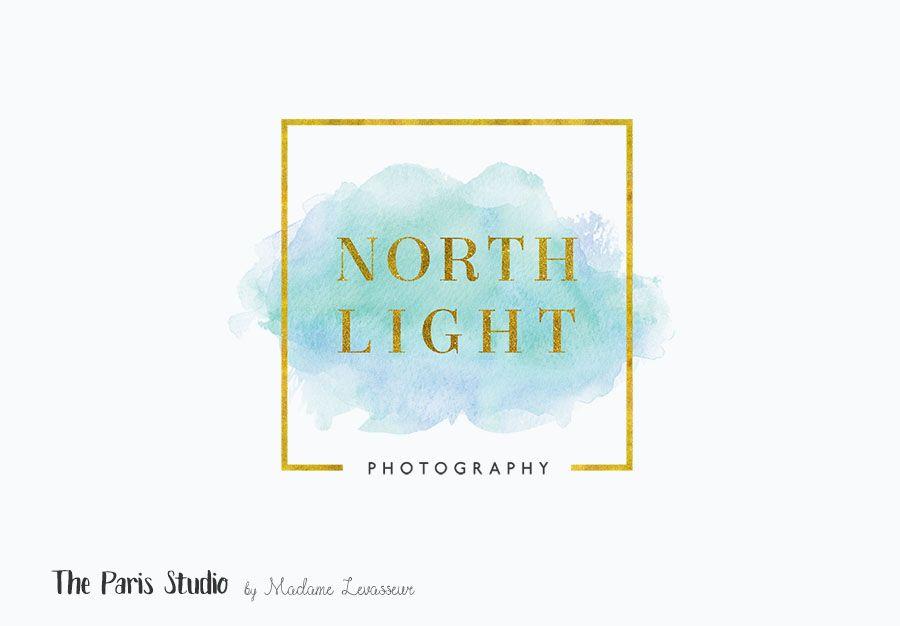 Turquoise and Gold Logo - Vintage Gold Foil Watercolor Background Logo Design by Madame ...