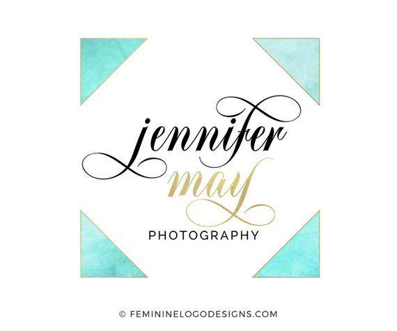 Blue and Gold Square Logo - Gold turquoise logo Feminine logo design Blue and gold logo | Etsy