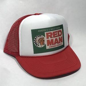 Red Man Logo - Red Man Tobacco Trucker Hat Old Chew Pouch Logo! Vintage Snapback ...