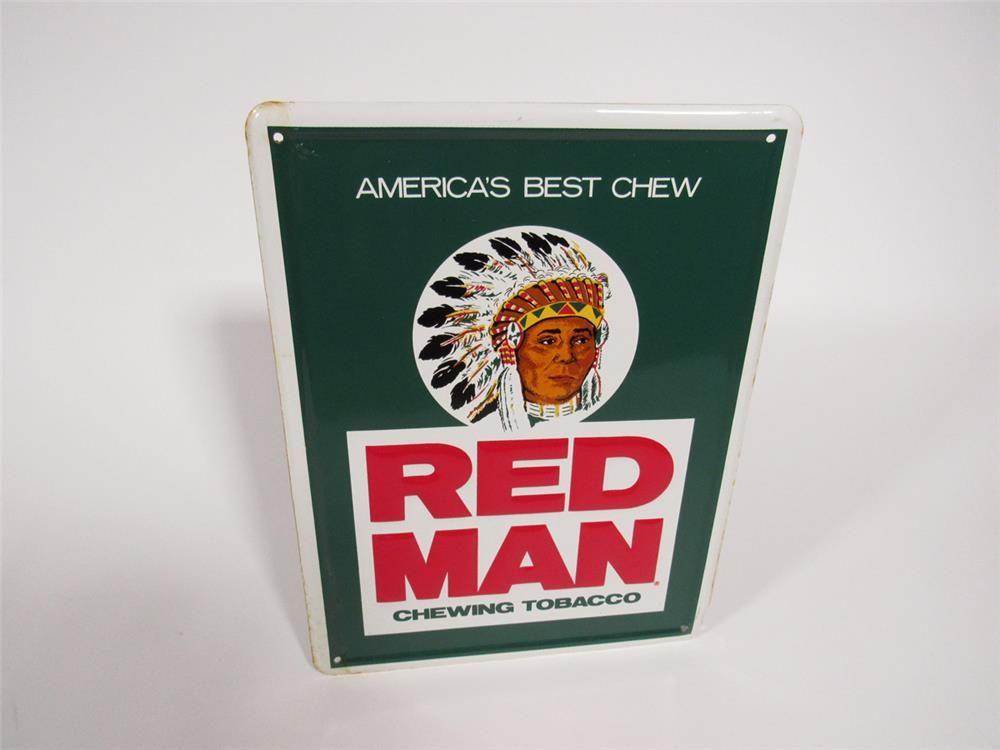 Red Man Logo - NOS Red Man Chewing Tobacco tin sign with Native American Chi