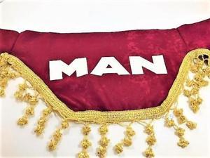 Red Man Logo - Truck Lorry Windscreen Window Shield Pelmet Gold Tassels