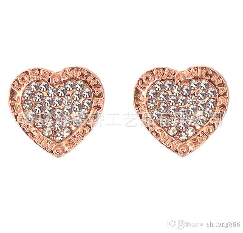 Three Diamond Shape Logo - 2019 M Series Rose Gold Silver Hot Sale Earrings Heart Shaped Logo ...