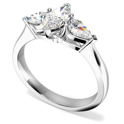 Three Diamond Shape Logo - Marquise & pear shaped three stone diamond ring in platinum