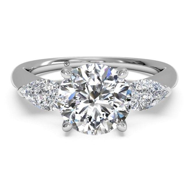 Three Diamond Shape Logo - Three-Stone Diamond Engagement Ring with Pear-Shaped Side-Diamonds ...