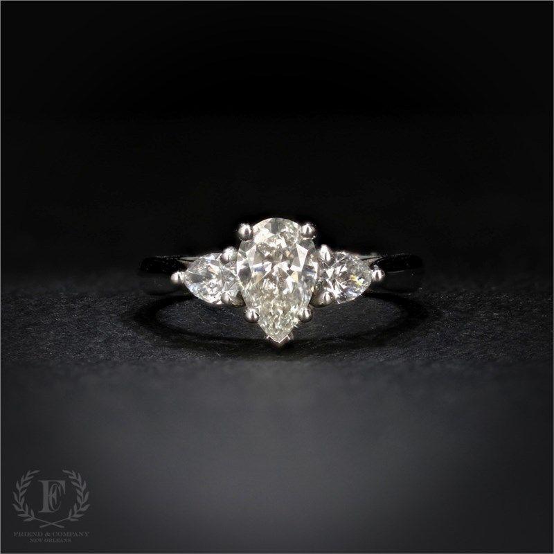 Three Diamond Shape Logo - THREE-STONE PEAR-SHAPED DIAMOND ENGAGEMENT RING | Friend and Company ...