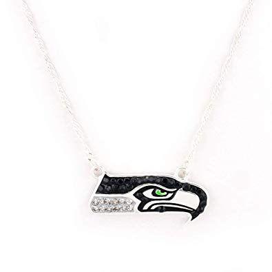 Silver Football Logo - Amazon.com: NFL Football Seattle Seahawks Crystal Logo Necklace in ...
