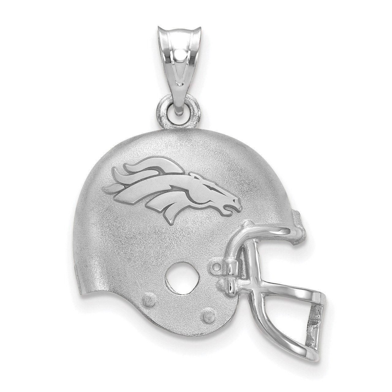 Silver Football Logo - Denver Broncos Football Helmet with Logo Pendant NFL Sterling Silver