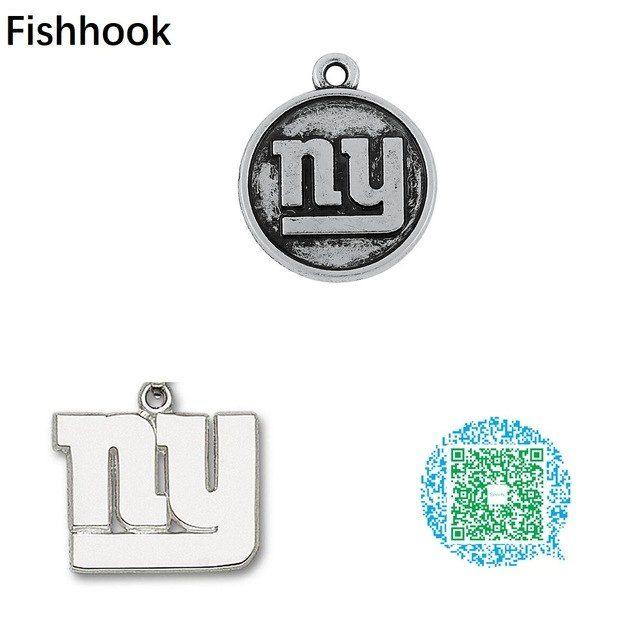 Silver Football Logo - Fishhook 10pcs Wholesale football New York Giants metal round or ...