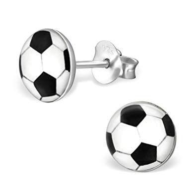 Silver Football Logo - Silvadore - Football Ball Studs - 925 Sterling Silver Childrens Logo ...