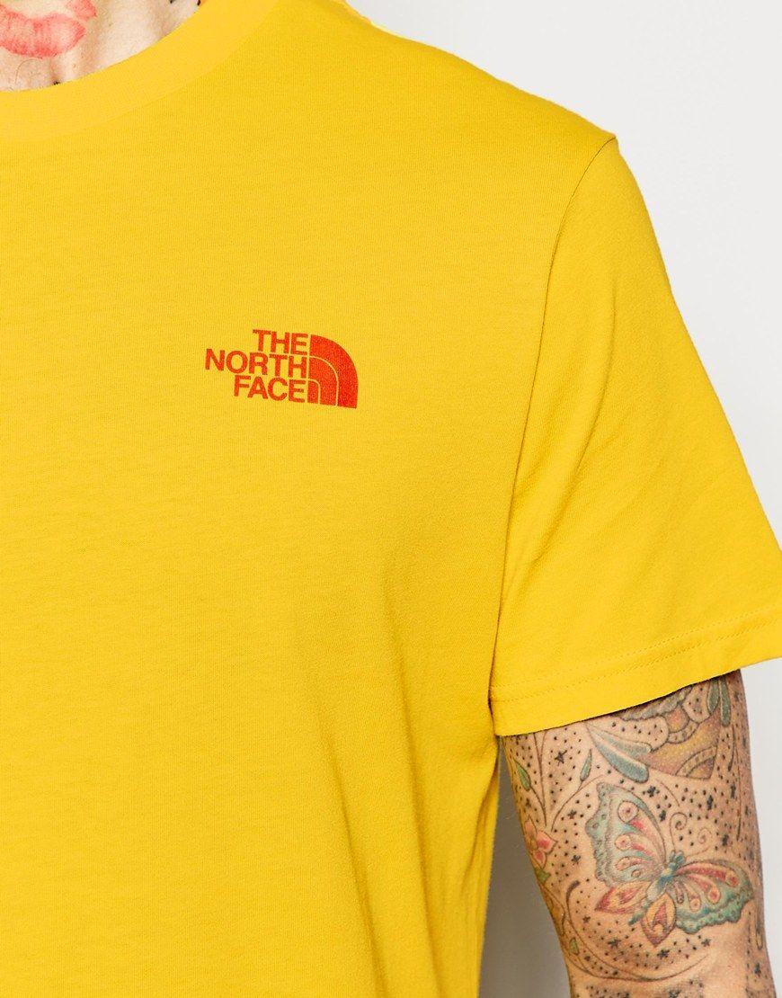 Red and Yellow Box Logo - The North Face T Shirt With Red Box Logo In Yellow For Men