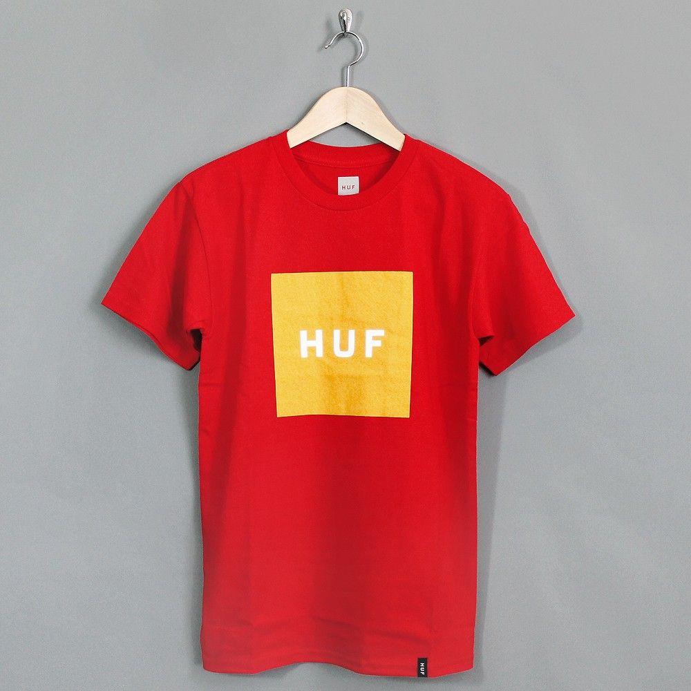Red and Yellow Box Logo - HUF Box Logo T-Shirt Red / Yellow - Penloe