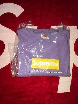 Red and Yellow Box Logo - 100% AUTHENTIC SUPREME Purple Yellow box logo T shirt Size Large ...