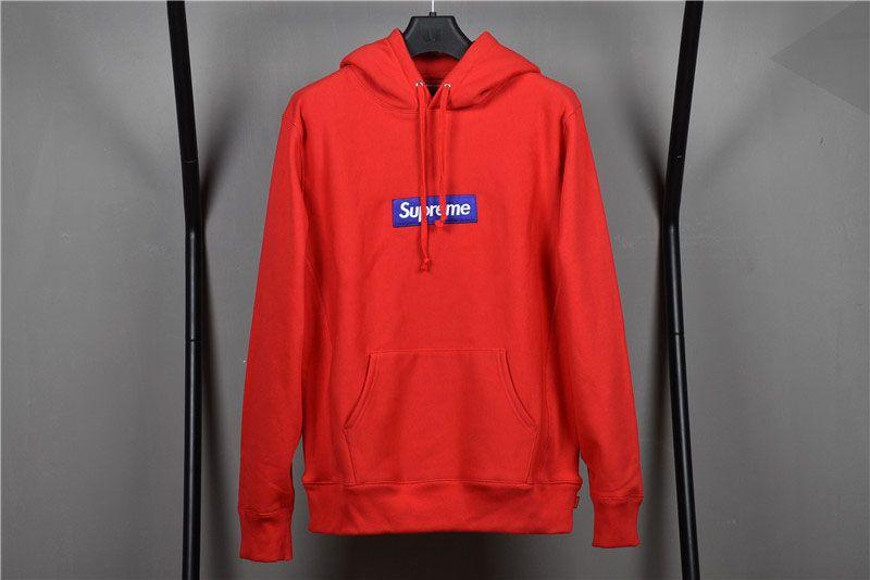 Red and Yellow Box Logo - Supreme Ice Blue Hoodie With Yellow Box Logo