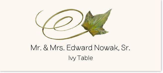 Ivy Leaves Logo - Ivy Swirly Leaf Wedding Place Cards, Autumn Wedding Escort Cards ...