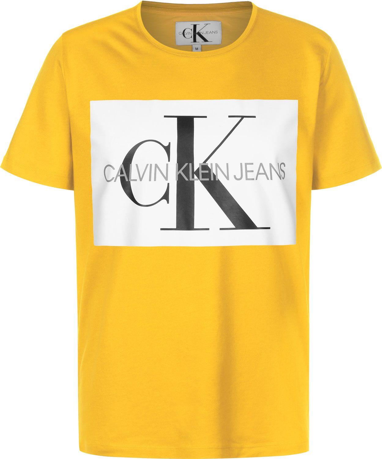 Red and Yellow Box Logo - Calvin Klein Jeans Monogram Box Logo T Shirt Yellow