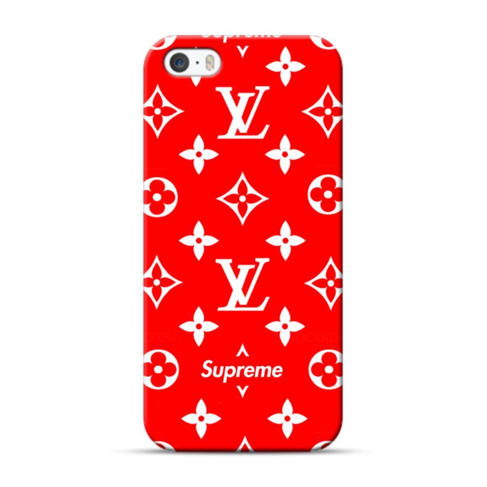 5 X 2 Supreme Logo - Classic Red Louis Vuitton Monogram x Supreme Logo iPhone 5S, 5 Case ...