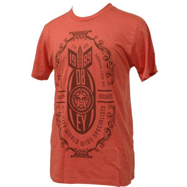 Obey Bomb Logo - Obey Clothing Mens Shirt Bomb Drops Tomato Heather :: SurfShot Surf Shop