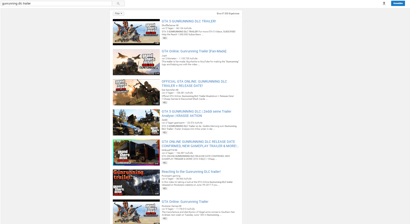 Only GTA V Logo - When searching for the new DLC trailer the R video only shows up as