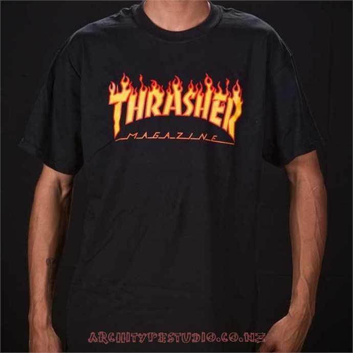 Black Flames Thrasher Logo - NZ$36.4, T-Shirts & Vests - Womens Thrasher Magazine Flame Logo T ...