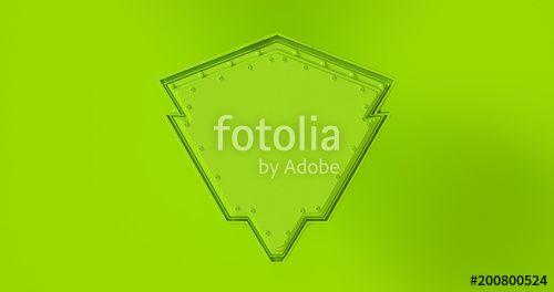 Green Shield with Yellow Triangle Logo - Green Shield Badge 3D Illustration And Royalty Free