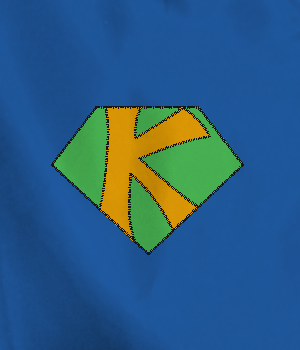 Green Shield with Yellow Triangle Logo - blue Kids Cape with kelly-green shield and yellow K - Custom Adult ...