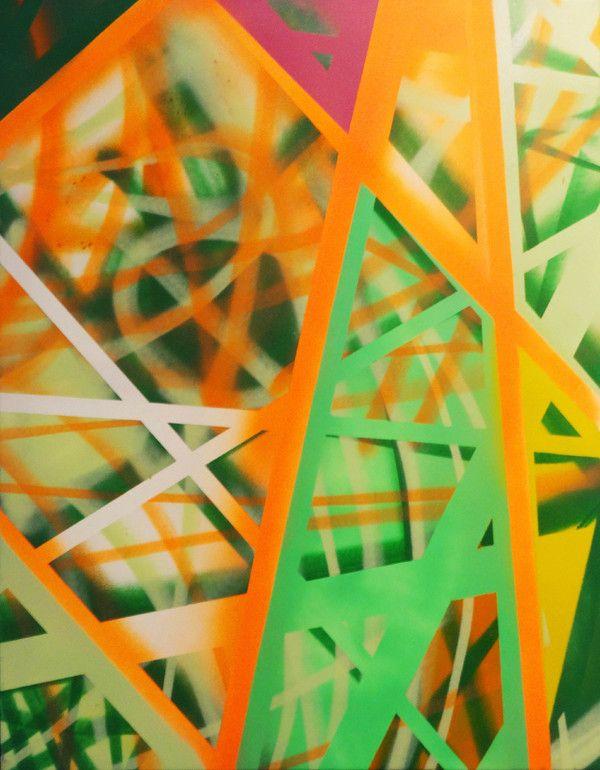 Green Shield with Yellow Triangle Logo - Orange / Green by Dark Shield, 2018 | Painting | Artsper (417223)