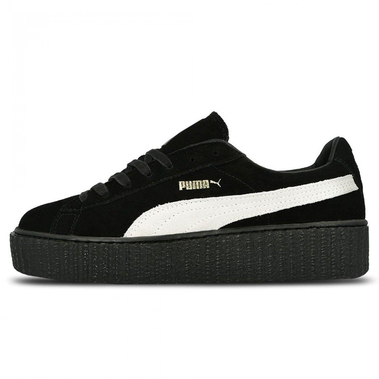 Puma Black and White Logo - Rihanna x PUMA Suede Creeper Black/White