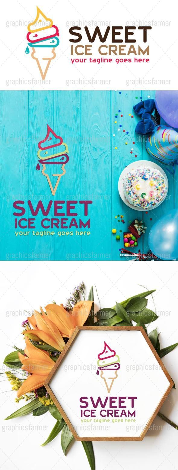 Cream Ice Cream Logo - Sweet Ice Cream Logo