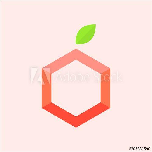 Modern Apple Logo - Hexagon Apple Logo Icon Vector Simple Modern Symbol this stock