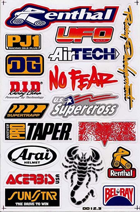 Dirt Bike Racing Logo - Motocross Dirt Bike Decal Kit Logo Sticker Decor No Fear