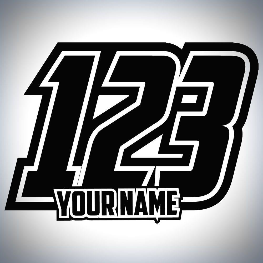 Dirt Bike Racing Logo - x Custom Race Numbers And Name Stickers Motocross Kart Decals MX