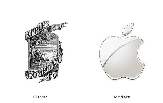 Modern Apple Logo - 40 examples of classic branding next to the modern version – Learn
