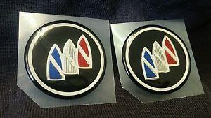 Buick Tri Shield Logo - SET OF 2- NOS GENUINE GM BUICK EMBLEMS BLACK / CHROME WITH BUICK