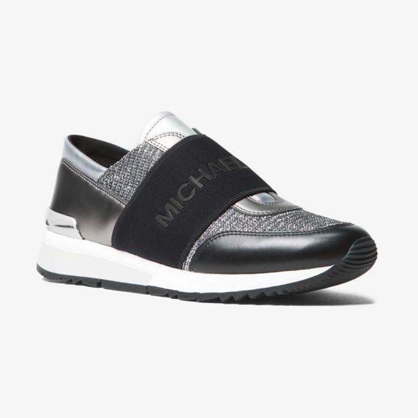 Michael Kors MK Logo - MICHAEL Michael Kors Mk Logo Chain Mesh And Leather Trainer In Gray