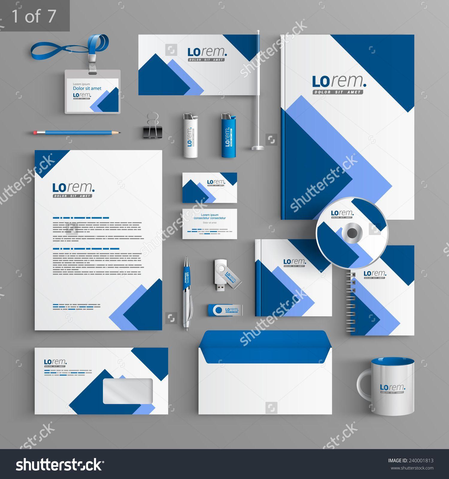 White and Blue Square Brand Logo - White stationery template design with blue square elements