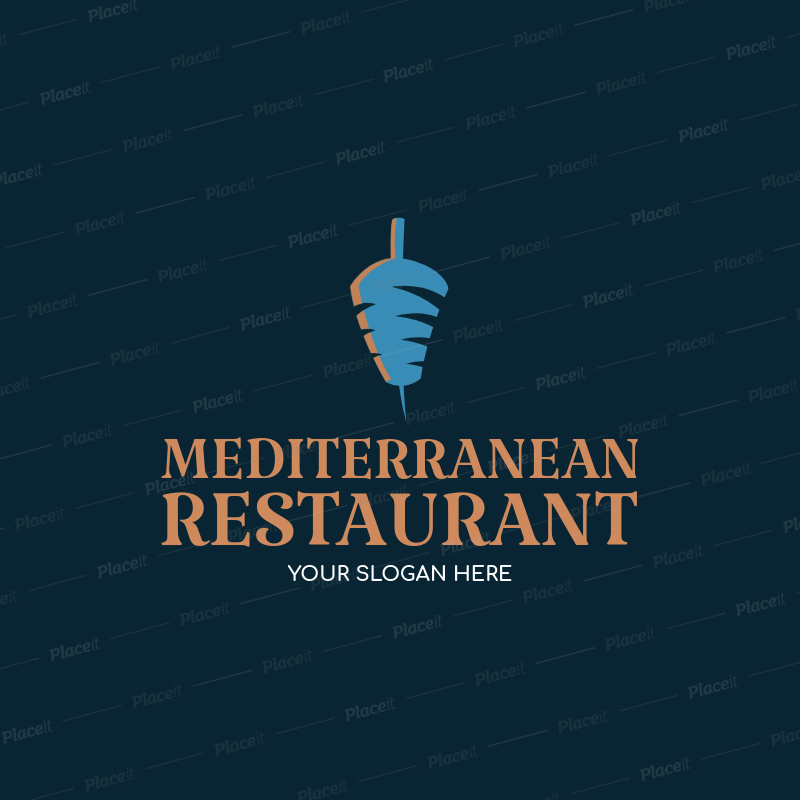 Orange and Blue Restaurant Logo - Placeit Logo Maker for Mediterranean Restaurants