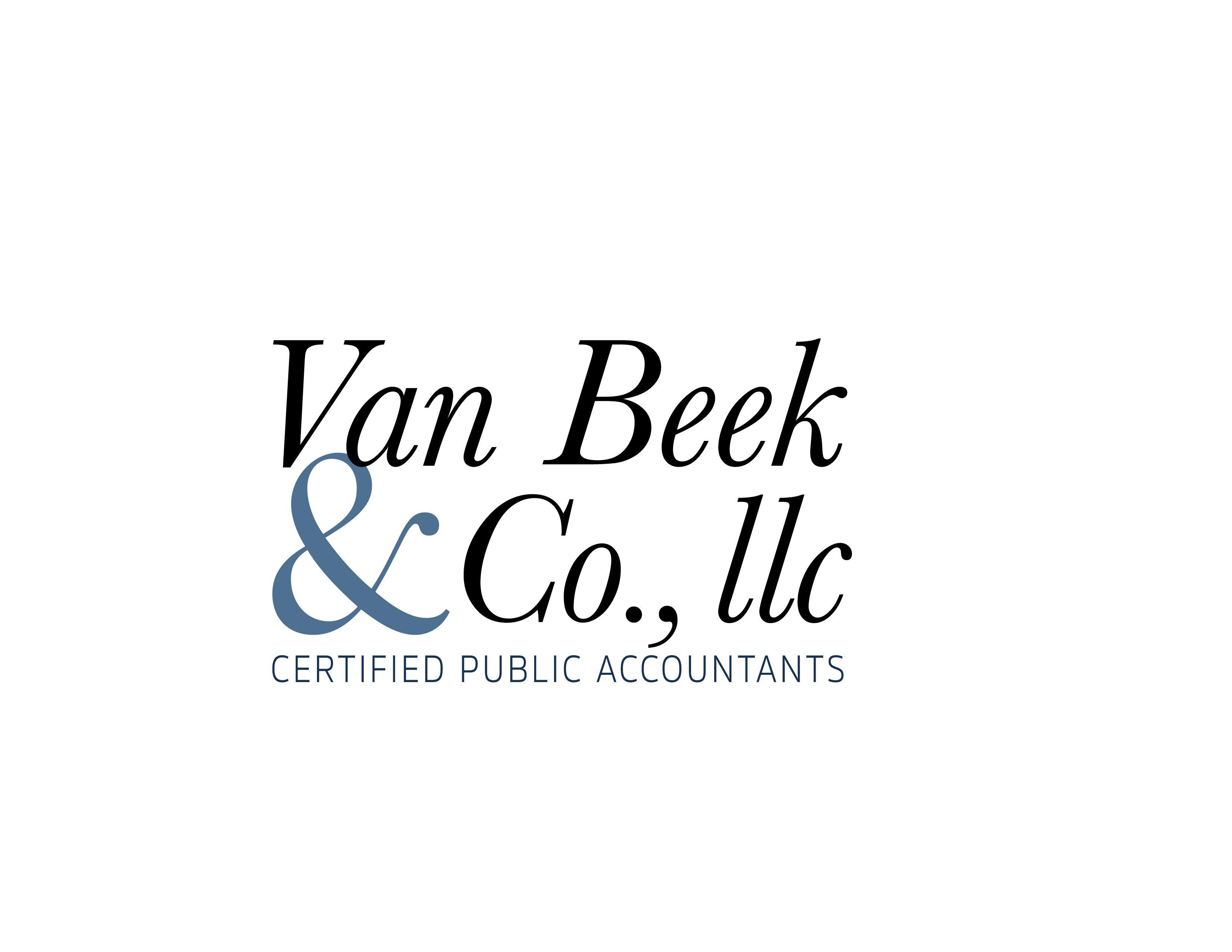 White and Blue Square Brand Logo - VanBeek Logo-blue square - Van Beek & Co.