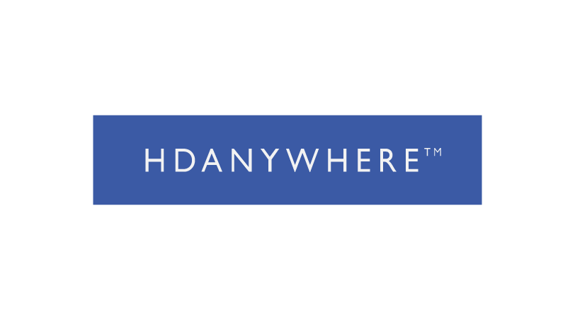 White and Blue Square Brand Logo - HDanywhere Trade official logos and badges for your website